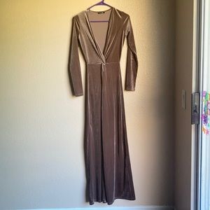 Brown velvet jumpsuit